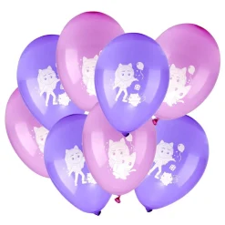 Ballon de baudruche latex x8 Gabby's Dollhouse rose et violet 15x21,5cm
