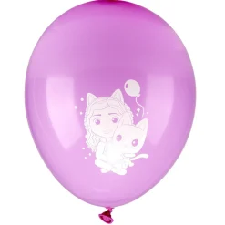 Ballon de baudruche latex x8 Gabby's Dollhouse rose et violet 15x21,5cm