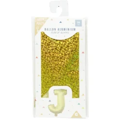 Ballon forme lettre J aluminium (2 modèles argenté ou doré)