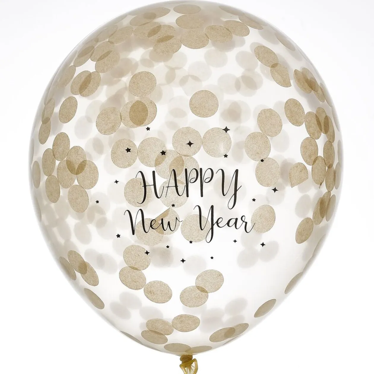 Ballon H30cm avec confettis transparent doré x6