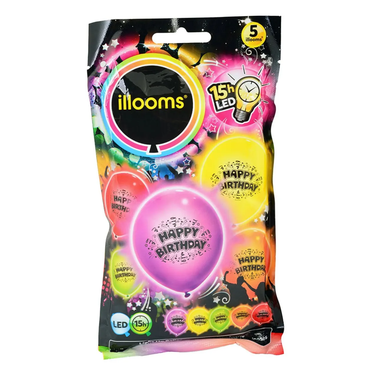 Ballon led coloré Happy Birthday x 5