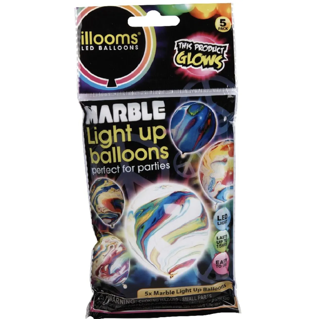 Ballon lumineux LED design marbre multicolore x4