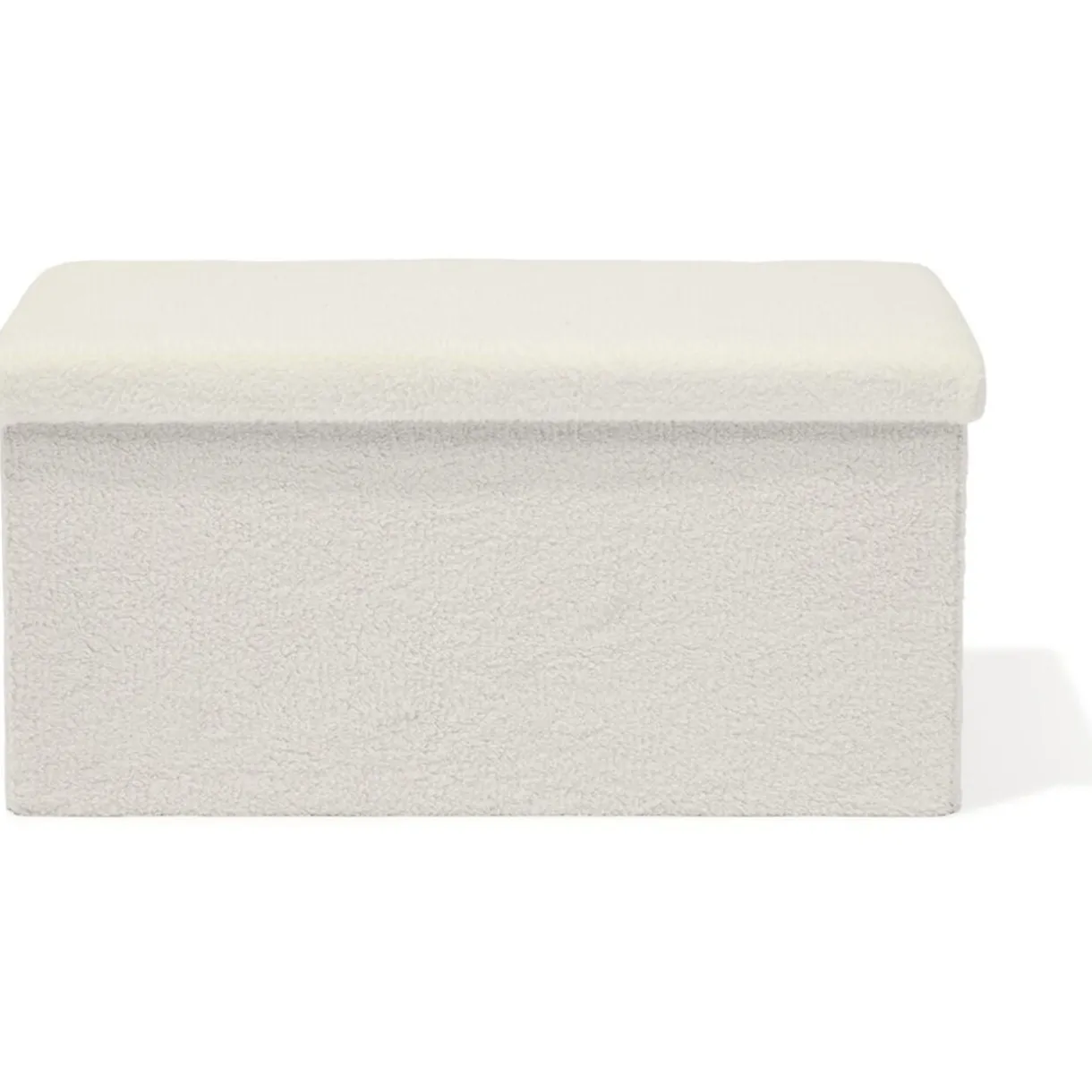 Banc coffre Clara décor laine bouclée Blanc - L77xP38xH38 cm < Gifi Clearance