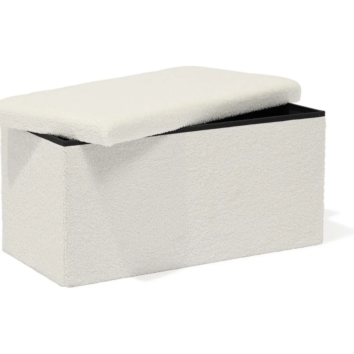 Banc coffre Clara décor laine bouclée Blanc - L77xP38xH38 cm < Gifi Clearance