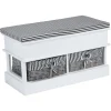 Banc de rangement bois blanc avec 2 panières osier et tissu rayé noir 70x35xH40cm