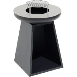 Barbecue brasero colonne Valparaiso plancha grill noir 50x50xH77,5cm < Gifi Online