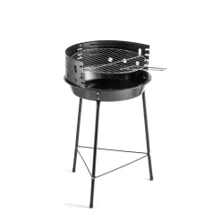 Barbecue à charbon rond Miami acier noir 35,5x33,3xH56cm