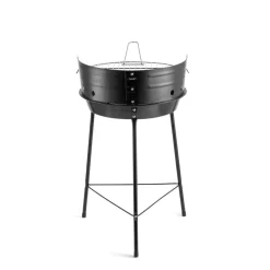 Barbecue à charbon rond Miami acier noir 35,5x33,3xH56cm