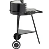 Barbecue à charbon rond Texas 2 grilles 5 niveaux métal noir 53x66,5xH81cm
