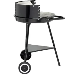 Barbecue à charbon rond Texas 2 grilles 5 niveaux métal noir 53x66,5xH81cm