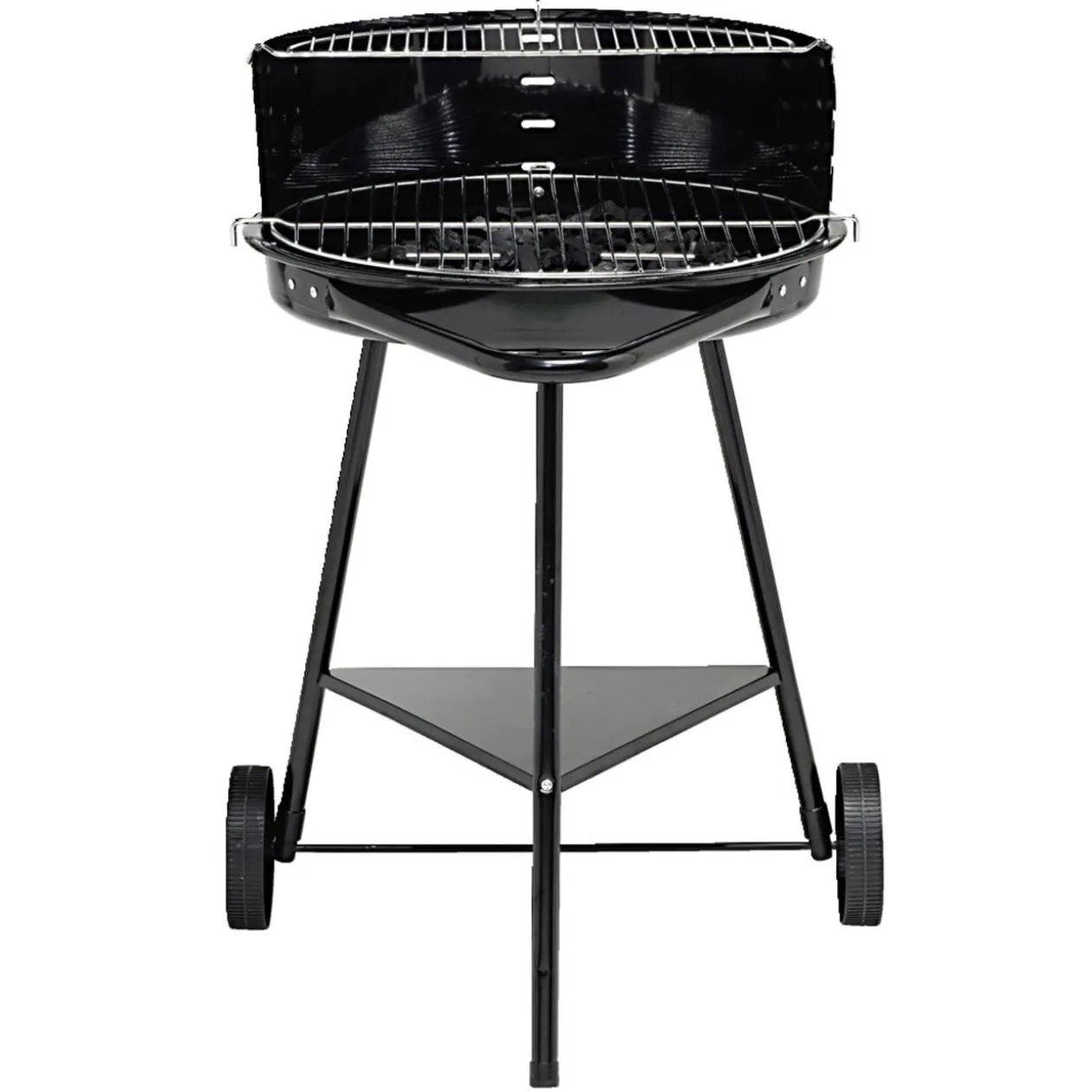 Barbecue à charbon rond Texas 2 grilles 5 niveaux métal noir 53x66,5xH81cm
