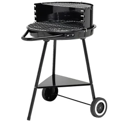 Barbecue à charbon rond Texas 2 grilles 5 niveaux métal noir 53x66,5xH81cm