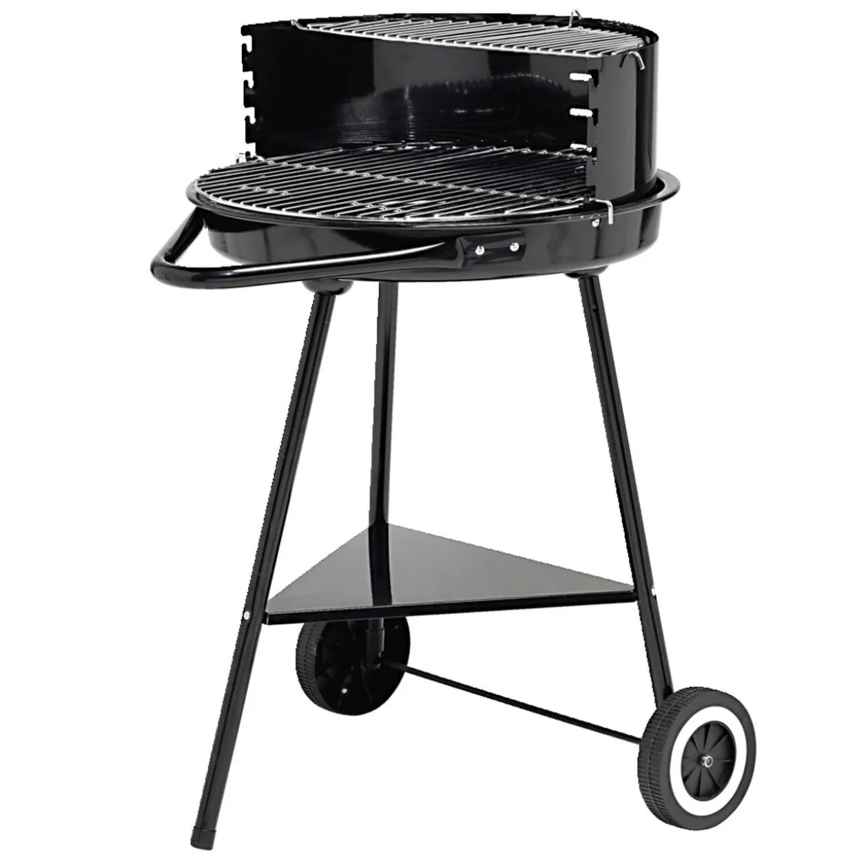 Barbecue à charbon rond Texas 2 grilles 5 niveaux métal noir 53x66,5xH81cm