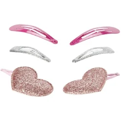 Barrette clic clac coeur et paillettes x6