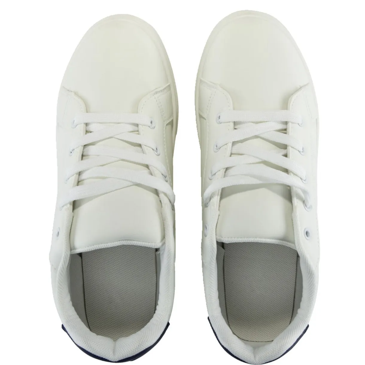 Baskets unisexe simili blanc rayures rouges et bleues T41 < Gifi Online