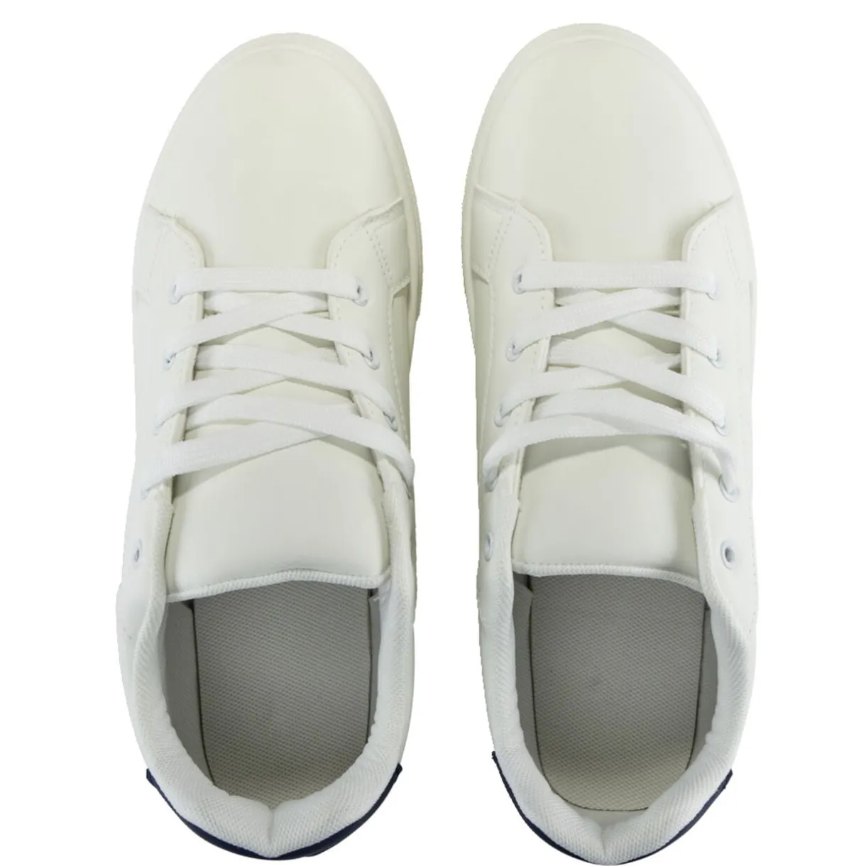 Baskets unisexe simili blanc rayures rouges et bleues T45 < Gifi New
