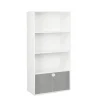 Bibliothèque colonne Adam 4 niveaux 2 portes en bois blanc L60xP29,5xH120cm