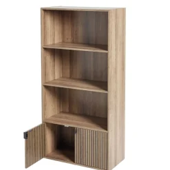 Bibliothèque colonne Adam 4 niveaux 2 portes en bois brun L60xP29,5xH120cm < Gifi Hot
