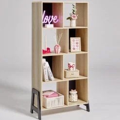 Bibliothèque en bois 8 cases Vivien 63x29,5xH129,5cm