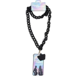 Bijou chaîne de téléphone maille en plastique noir L120cm < Gifi