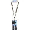 Bijou chaîne de téléphone maille en plastique noir doré L120cm