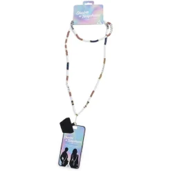 Bijou chaîne de téléphone perles en plastique multicolore L120cm < Gifi New