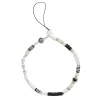 Bijou de téléphone perles doré blanc noir L17cm
