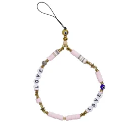 Bijou de téléphone perles doré blanc rose L17cm < Gifi Clearance