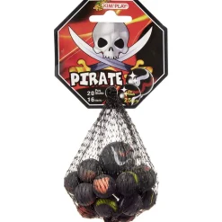 Bille en verre x20 + 1 boulard noir Pirates