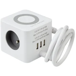 Bloc multiprise standard usb chargeur à induction carré blanc < Gifi Sale