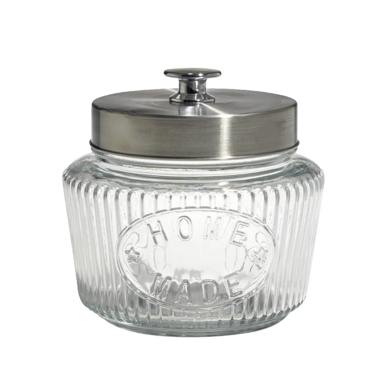 Bocal de conservation 1L en verre avec couvercle en métal Ø11,5xH14cm < Gifi Hot