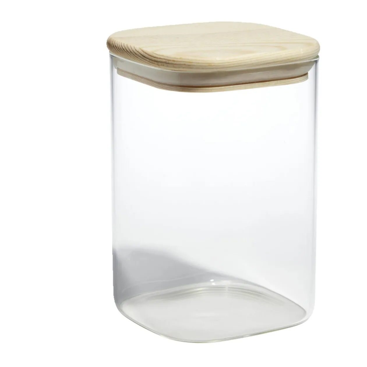 Bocal de conservation 1,1 L en verre avec couvercle en bois