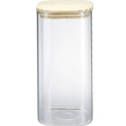 Bocal de conservation 1,6L en verre avec couvercle en bois < Gifi Online
