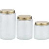 Bocal de conservation x3 verre relief et couvercle métal doré 550/700/1000ml < Gifi Online