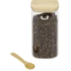 Bocal en verre transparent 1,25L avec couvercle et cuillère en bambou < Gifi Best