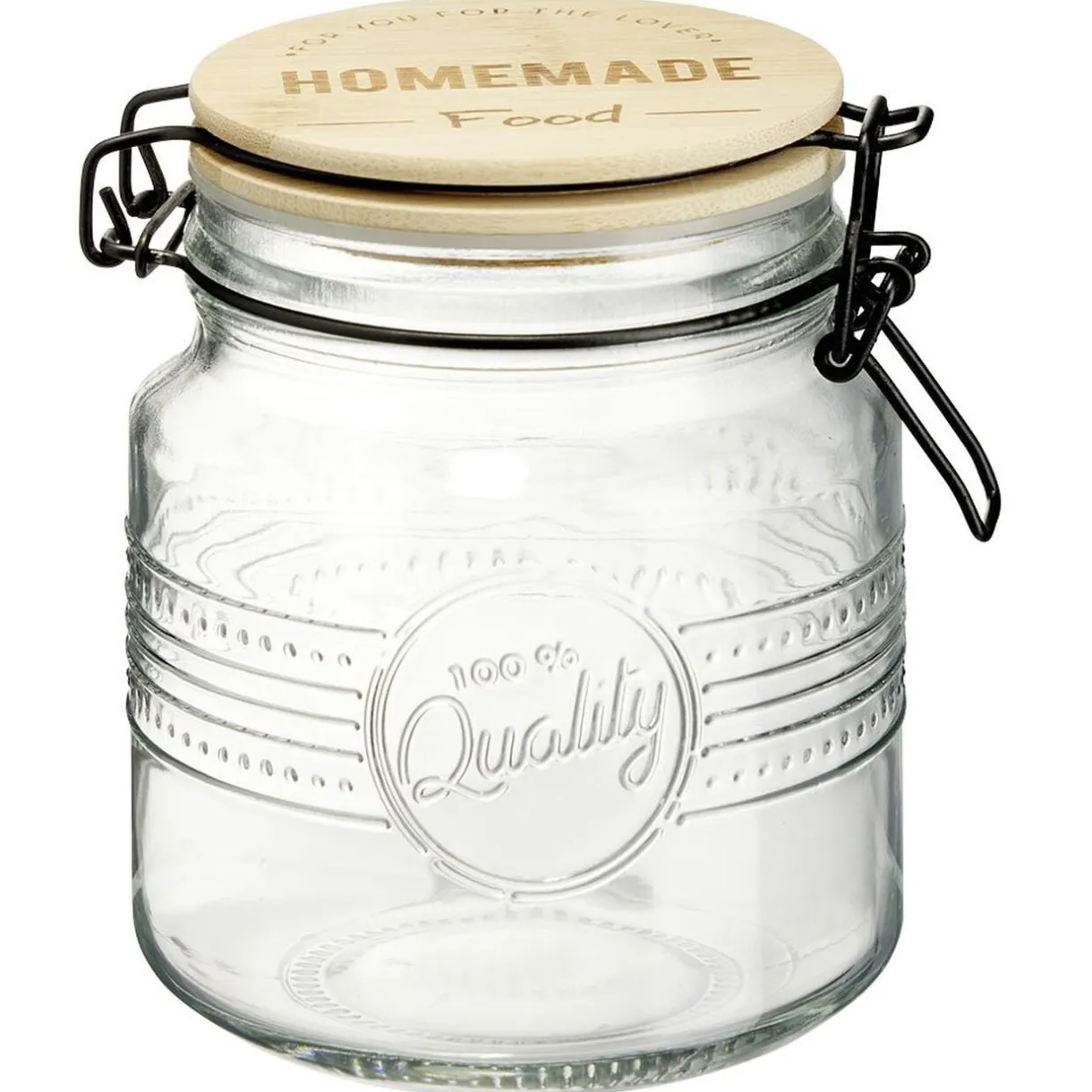 Bocal hermétique rond transparent avec couvercle en bambou H14,5 cm < Gifi Discount