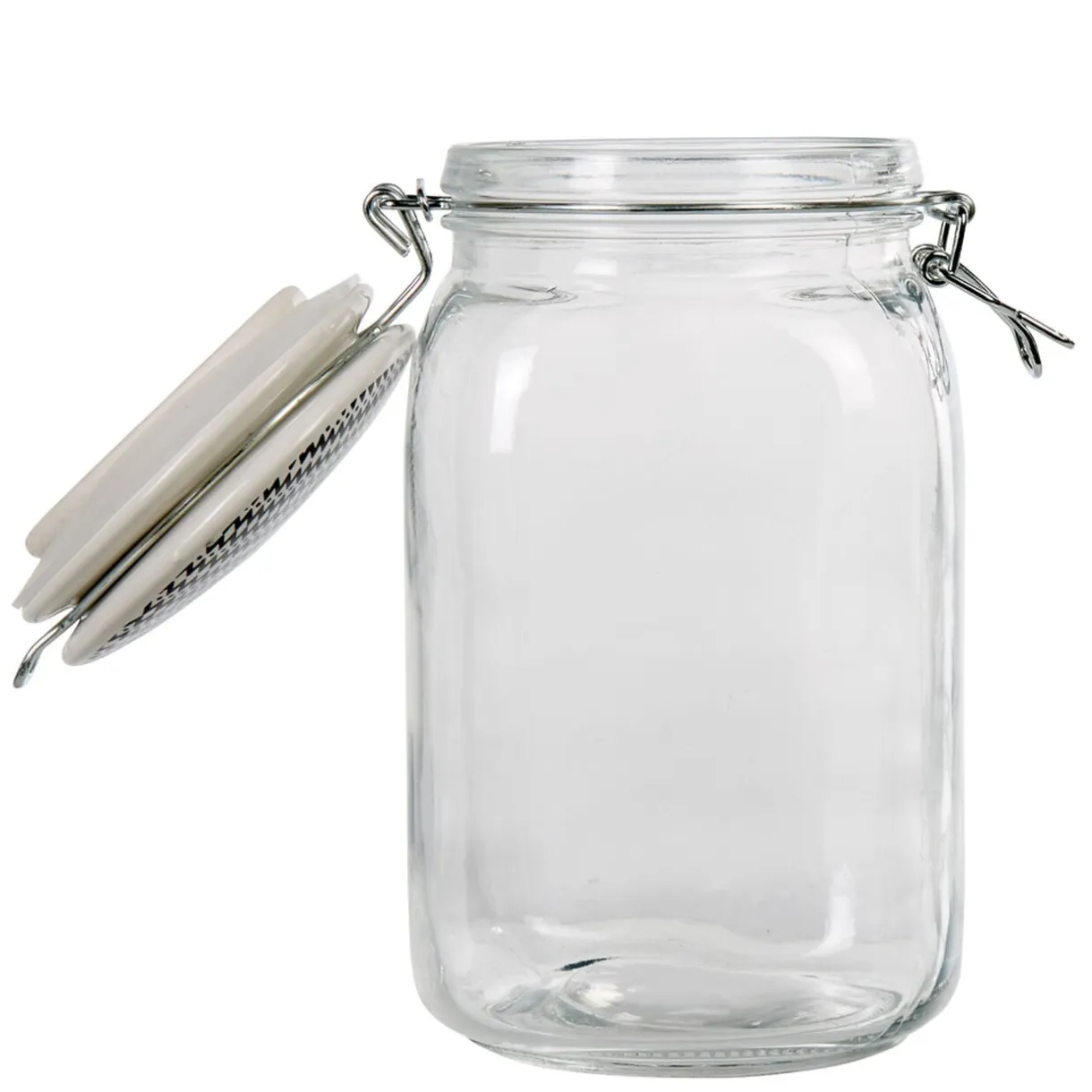 Bocal hermétique transparent avec couvercle design ethnique 1,5 L < Gifi