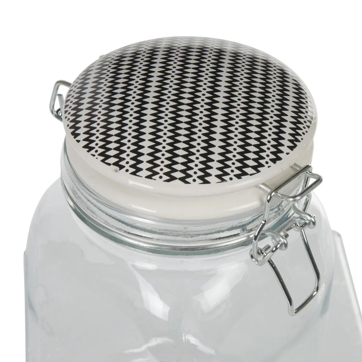 Bocal hermétique transparent avec couvercle design ethnique 1,5 L < Gifi