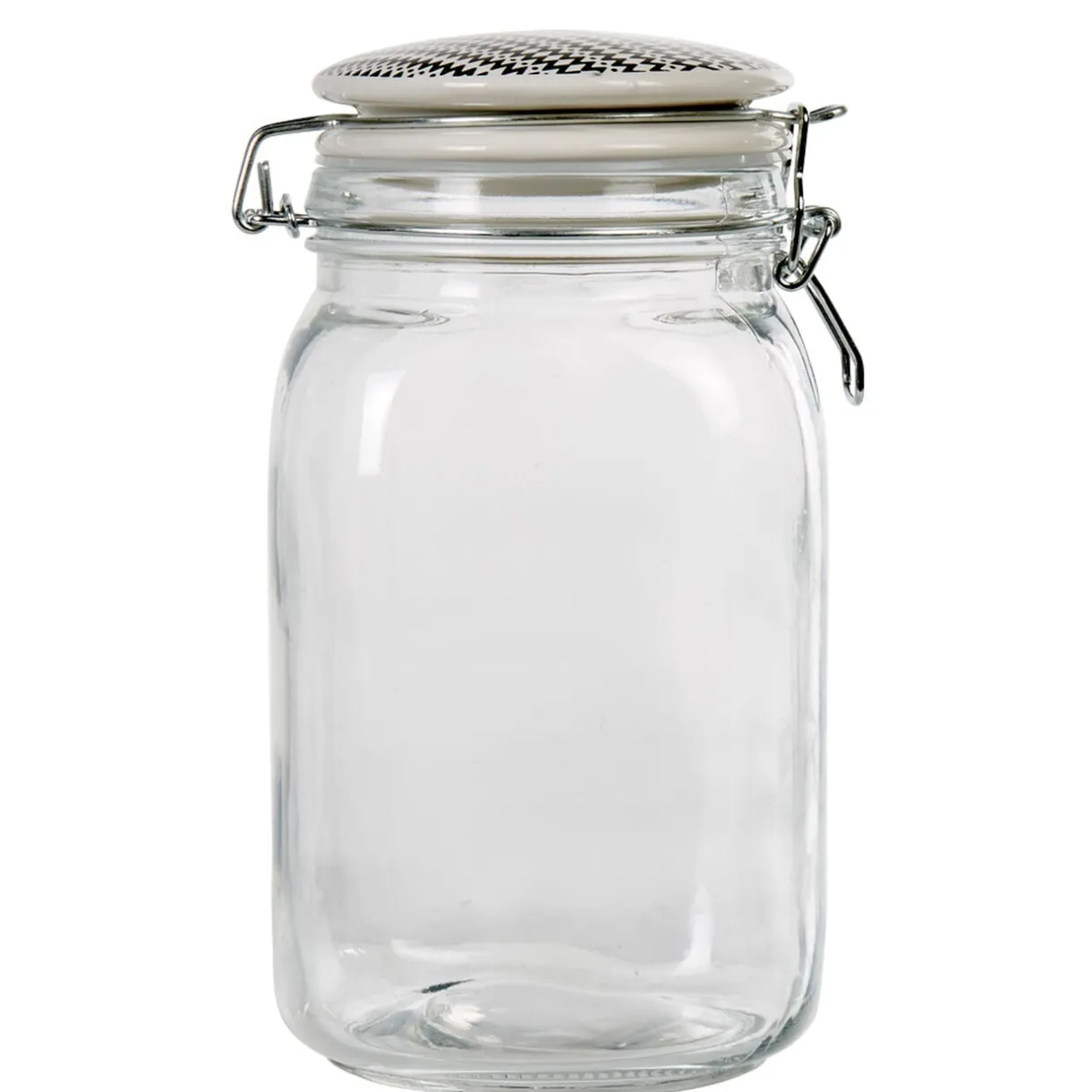 Bocal hermétique transparent avec couvercle design ethnique 1,5 L < Gifi