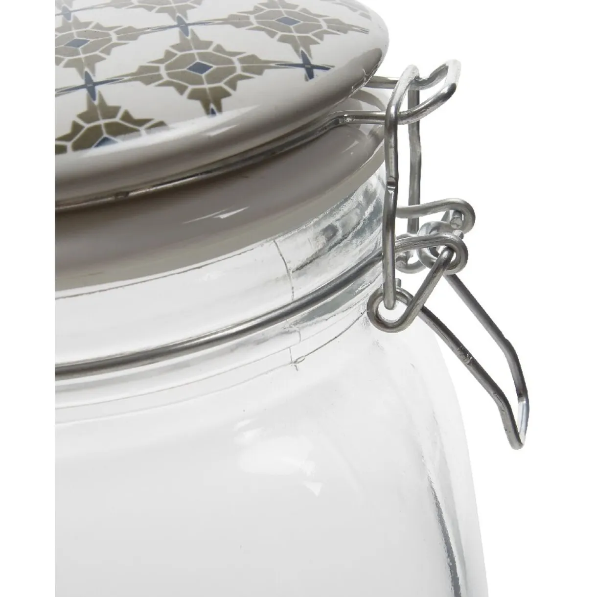 Bocal transparent avec couvercle design carreau de ciment 1,5 L < Gifi Hot