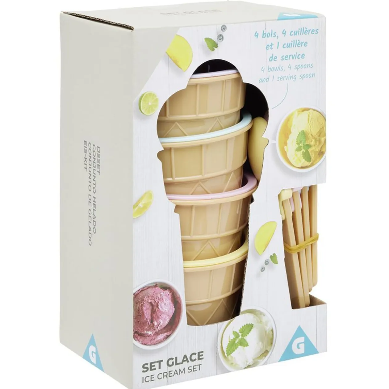 Bol et cuillère à glace x4