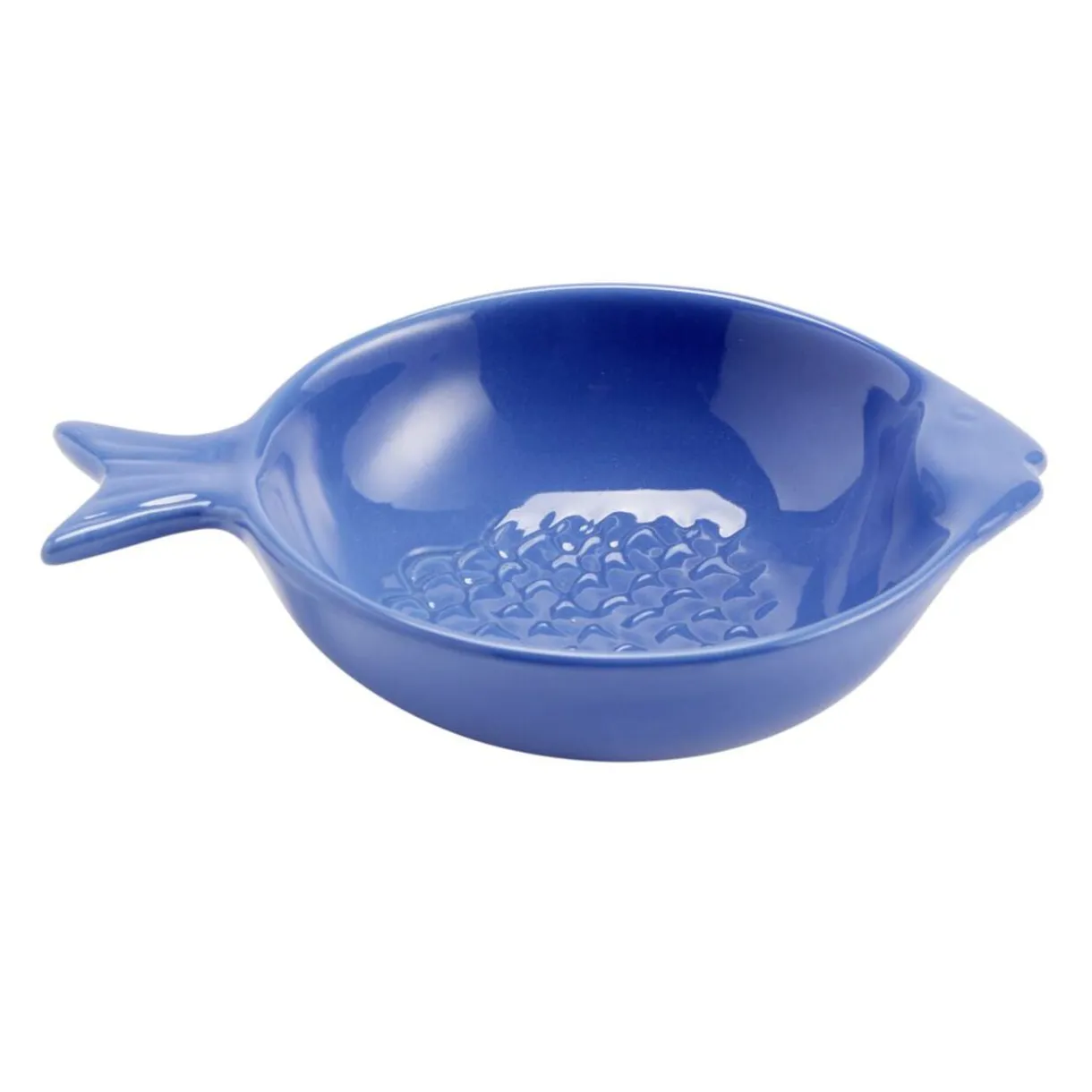 Bol forme poisson céramique bleu 11x16xH4cm < Gifi New