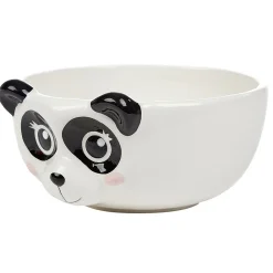 Bol forme tête de panda en faïence noir et blanc