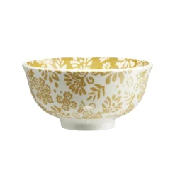 Bol Indie porcelaine motif floral bicolore Ø14xH6,5cm (3 modèles)