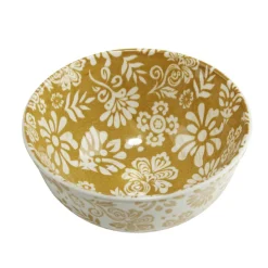 Bol Indie porcelaine motif floral bicolore Ø14xH6,5cm (3 modèles)