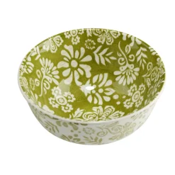 Bol Indie porcelaine motif floral bicolore Ø14xH6,5cm (3 modèles)