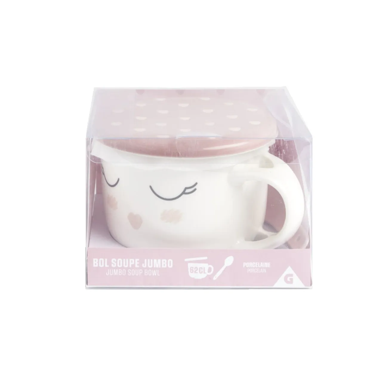 Bol jumbo 62cl avec cuillère et couvercle blush girly