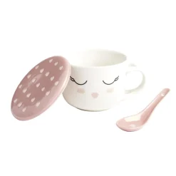 Bol jumbo 62cl avec cuillère et couvercle blush girly