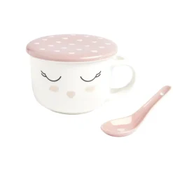 Bol jumbo 62cl avec cuillère et couvercle blush girly