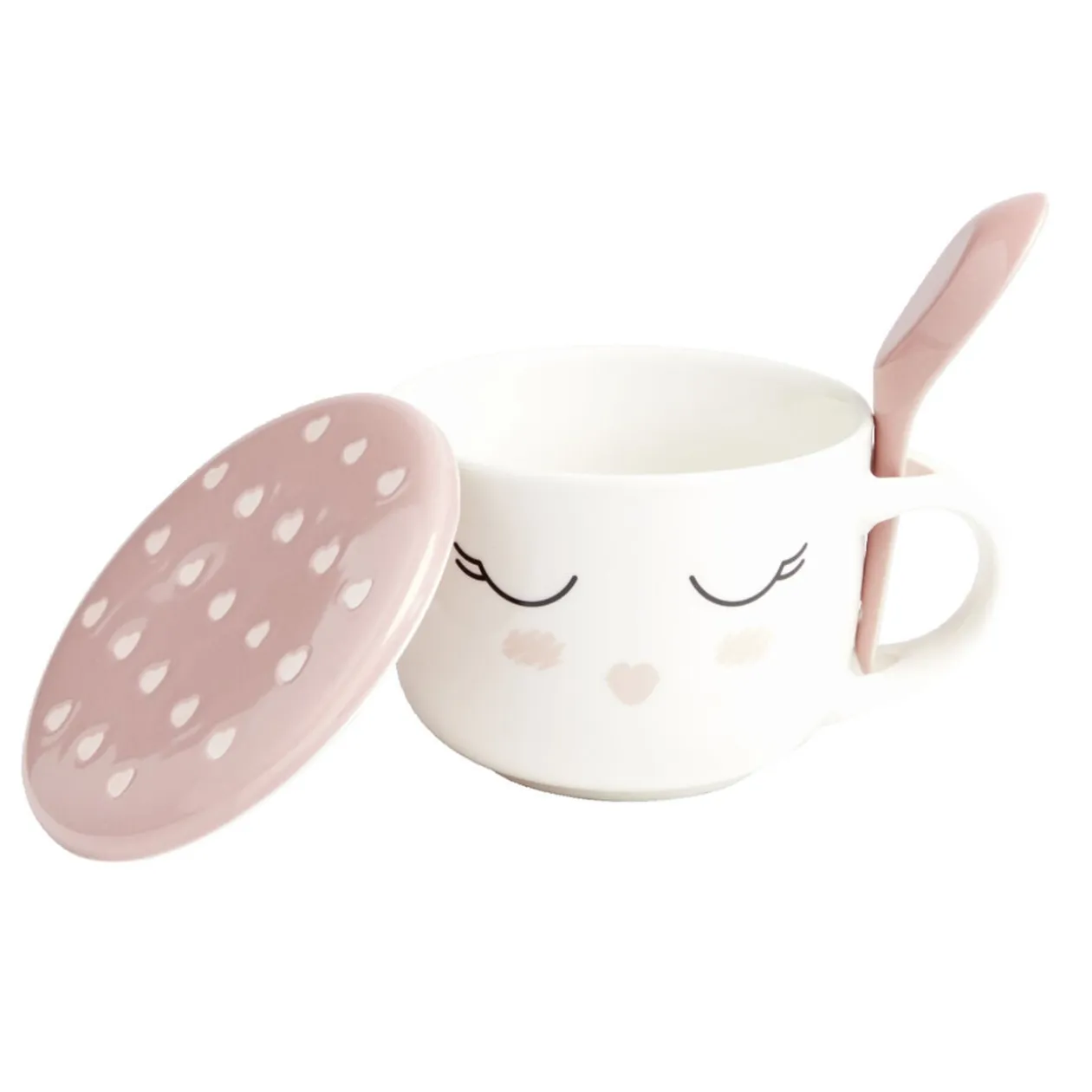 Bol jumbo 62cl avec cuillère et couvercle blush girly